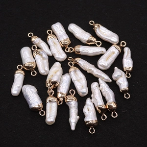 Irregular natural freshwater baroque pearl pendants with gold plated metal loops