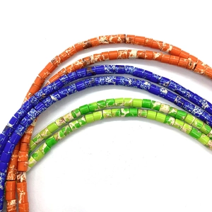 Cilindrische 4x4mm natuursteen kralen in oranje, blauw en groen voor DIY-sieraden