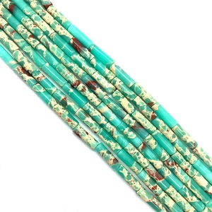 Perles cylindriques en jaspe de sédiments marins bleues et violettes pour bijoux
