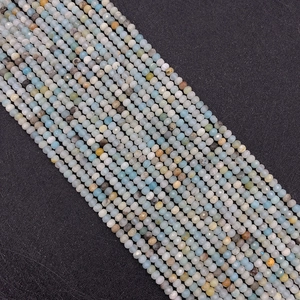 Natural Amazonite Stone Faceted Rondelle Beads For DIY Jewelry Making Mixed Color Polished Loose Beads For Handmade Crafts