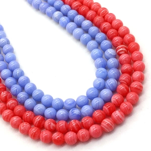Natural sky blue and coral red stone beads with marble texture for DIY jewelry making