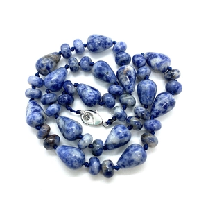 Natural sodalite stone necklace with waterdrop beads and silver lobster clasp closure