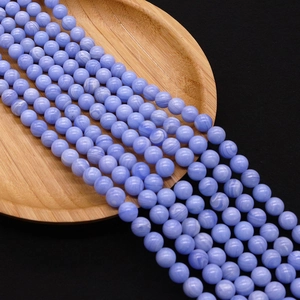 Polished natural blue lace agate round beads for DIY necklaces and jewelry making