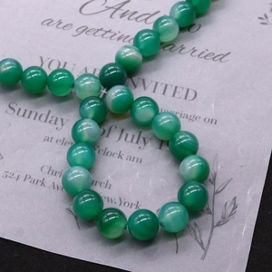 Polished natural green striped agate beads for DIY jewelry making and necklaces