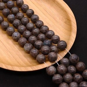 Polished natural Labradorite round stone beads for DIY jewelry making with blue iridescence