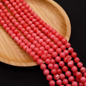 Polished red synthetic jade stone beads with white marble patterns for DIY jewelry making