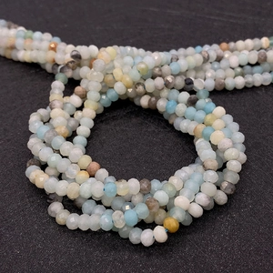 Faceted natural amazonite and gemstone beads 2x3mm for jewelry making and DIY crafts