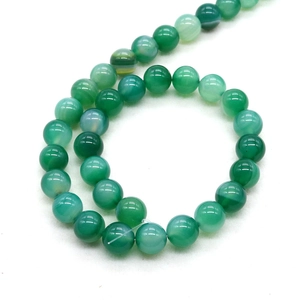 Green striped agate round loose beads for DIY jewelry making in a spiral arrangement
