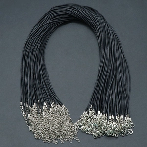 Cordón de Collar de Cuero PU Negro DIY Con Cierre de Langosta Oro Plata Cadena de Extensión Para Hallazgos de Joyería