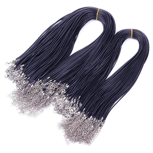 Collar de cordón encerado negro DIY con cierre de langosta y cadena extensora ajustable