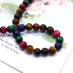 Colorful tiger eye natural stone beads for DIY jewelry making 8-10mm necklaces