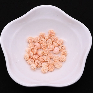 Pink synthetic coral rose flower beads for DIY jewelry and necklace crafting