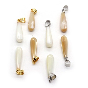 Natürlicher Tropfen-Muschelanhänger 6x20mm mit Gold- und Silberösen für DIY-Schmuckketten
