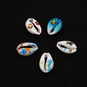 Natural Printed Conch Shell Beads Sea Turtle Starfish Patterns Shell Loose Beads For DIY Jewelry Making Necklace Accessories