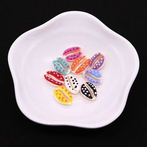 Polka dot painted natural freshwater seashell pendants for DIY jewelry making