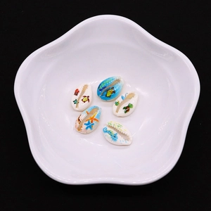 Natural seashell beads with colorful sea animal prints for DIY jewelry making
