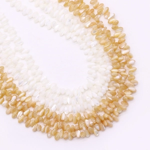 Perle naturali in conchiglia bianca a forma di goccia 4x8mm per creazione gioielli