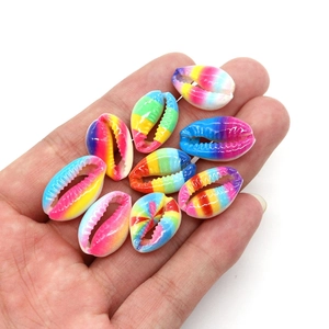Handful of colorful rainbow natural freshwater shell beads for DIY jewelry necklaces