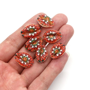 Natural shell beads with bohemian hand-painted mandala flower patterns for DIY jewelry