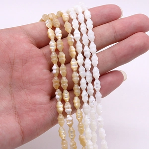 Natural shell beads 5x8mm in white and champagne gold for DIY necklace making