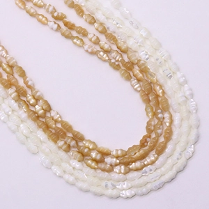 Natural spindle-shaped shell beads for DIY jewelry making in white and champagne gold