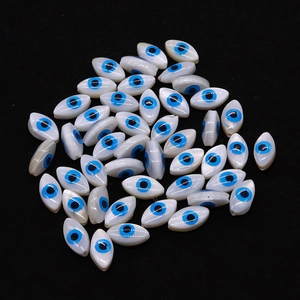 Natural Shell Evil Eye Horse Eye Shape Enamel Spindle Spacing Beads For DIY Jewelry Making Necklace Bracelet Accessory