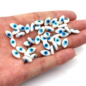 Natural freshwater shell marquise evil eye beads for DIY necklace jewelry making