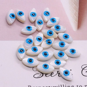 Natural freshwater shell marquise evil eye beads with pearl luster for DIY jewelry
