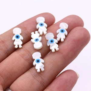Natural shell mother of pearl evil eye beads in boy and girl shapes for DIY jewelry