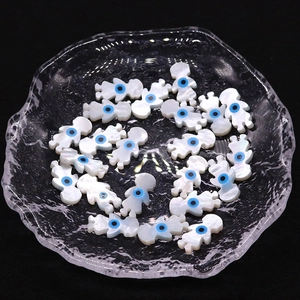 Natural sea shell girl shaped beads with evil eye pattern for DIY jewelry making