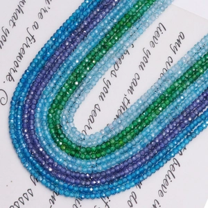 Faceted natural stone abacus beads in gradient blue and green for DIY jewelry making