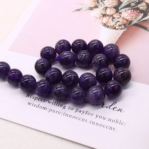Perles rondes en améthyste violette naturelle pour bijoux DIY avec fini poli