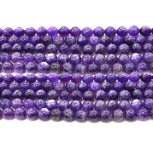 Cordons de perles rondes en améthyste violette naturelle pour bijoux DIY