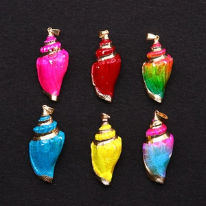 Colgantes de Concha Natural Borde Dorado Dije de Caracol de Mar 3D para Creación de Joyas DIY Collar Pulsera Accesorios
