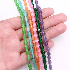 Cuentas de piedra natural facetadas en forma de gota de colores para bisutería artesanal