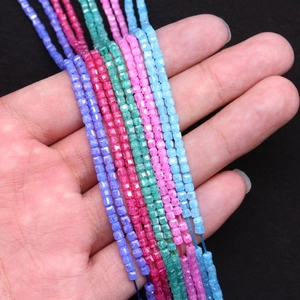 Handheld 2.5mm faceted square stone beads in vibrant colors for DIY jewelry making