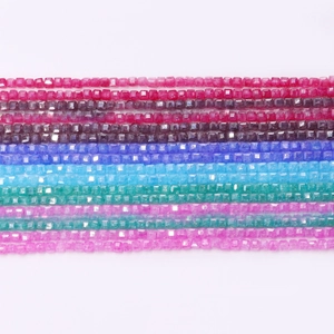 2.5mm faceted cube beads in colorful natural stone style for DIY jewelry making