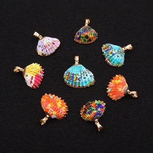Pendentif en Coquillage Naturel Plaqué Or Sans Chaîne Pour Fabrication Bijoux DIY Graffiti Côtier Accessoire Charme de Coquillage