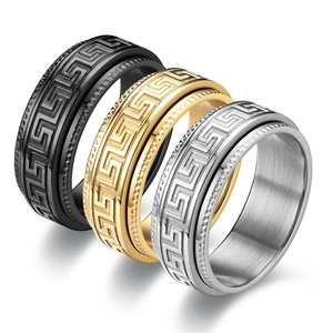 Edelstahl Drehbarer Ring Für Herren Große Mauer Muster Dekompression Angstlösend Paar Mode Schmuck Fingerring
