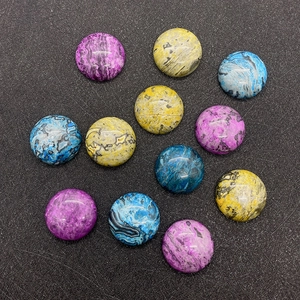 Cabochons en agate naturelle polie 19mm avec texture marbrée pour création de bijoux