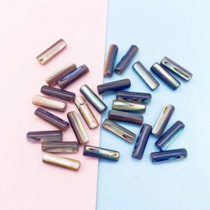 Iridescent cylindrical abalone shell beads with metallic luster for DIY jewelry making