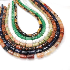 Perles cylindriques 6x10mm en œil de tigre et turquoise pour bijoux artisanaux