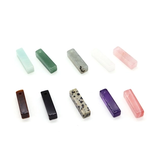 Set of 10 assorted natural stone rectangular pendant beads for DIY jewelry making