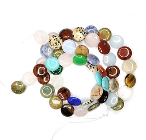 Detail of multi-color disc-shaped natural stone beads for DIY jewelry making