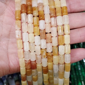 Perle cilindriche in pietra naturale lucidata gialle e arancioni per gioielli fai da te