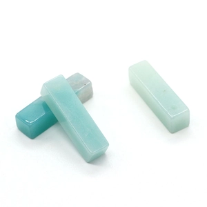 Detailed view of rectangular amazonite stone pendants with natural texture for DIY jewelry