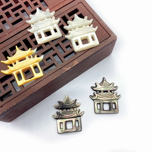 Natürliche Geschnitzte Muschel Pavillon Anhänger Perlmutt Architektur Hohl Charme Für DIY Schmuckherstellung Halskette Armband