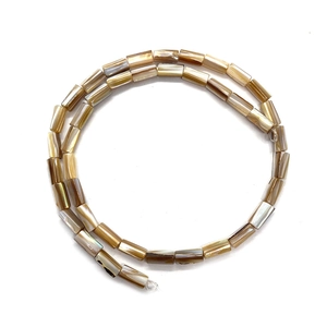 Natural 5x8mm cylinder shell beads for necklaces with brown and pearl white luster