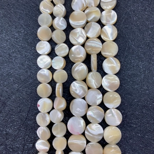 Platte ronde natuurlijke schelpkralen met parelglans en irisatie voor DIY sieraden maken