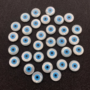 Natürliche Perlmutt Evil Eye Muschelperlen für DIY Halsketten und Schmuckherstellung